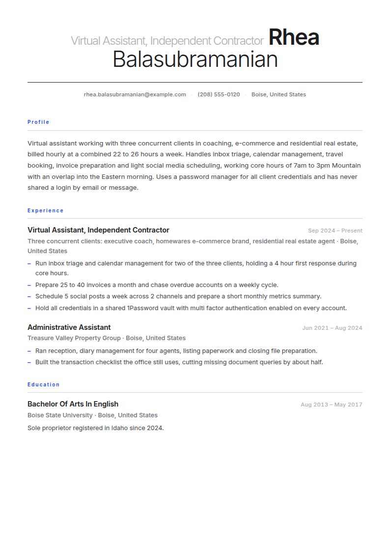 Virtual Assistant Resume Examples & Templates
