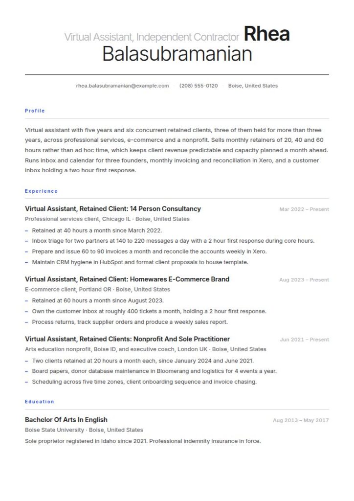 Virtual Assistant Resume Examples & Templates
