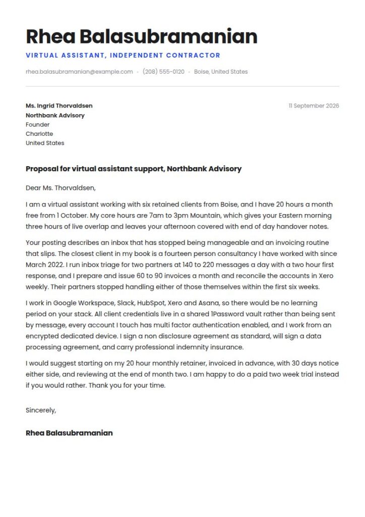 Virtual Assistant Cover Letter Examples & Templates