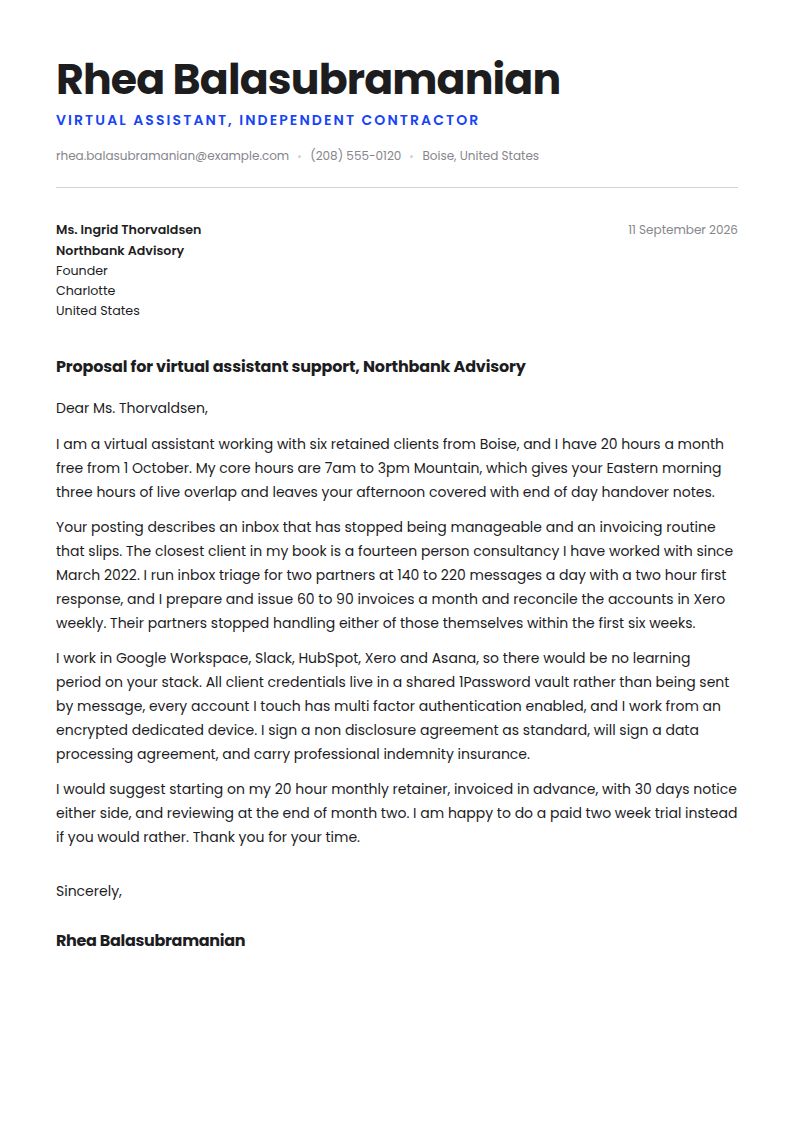 Virtual Assistant Cover Letter Examples & Templates