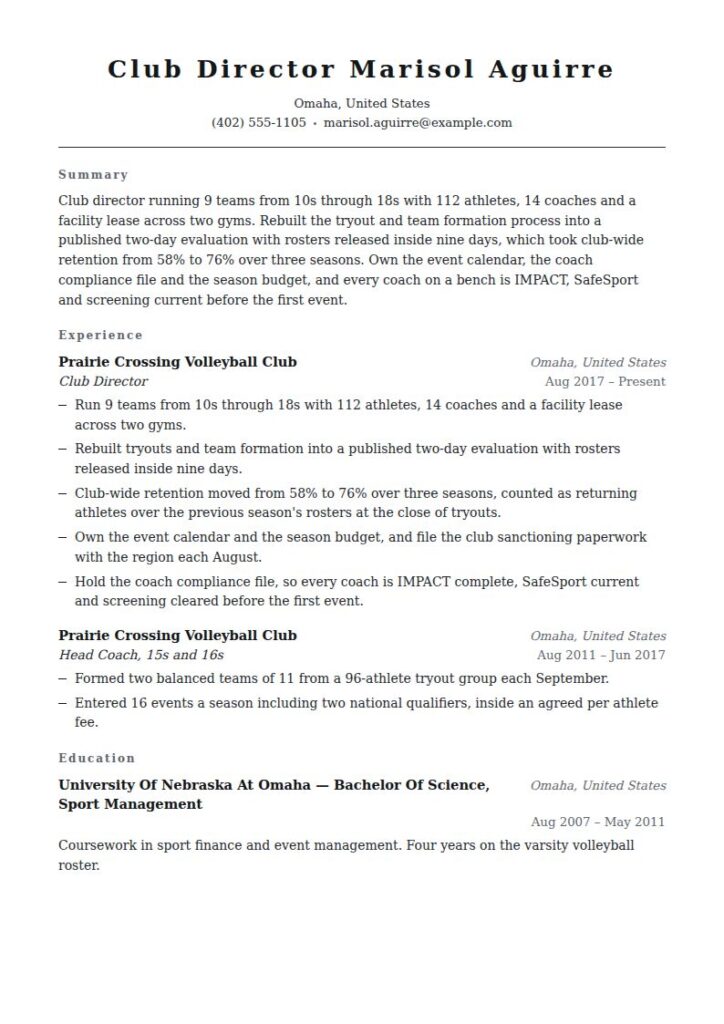 Volleyball Coach Resume Examples & Templates