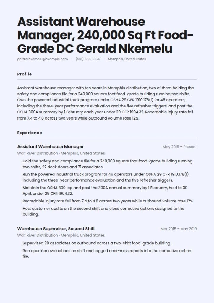 Warehouse Manager Resume Examples & Templates