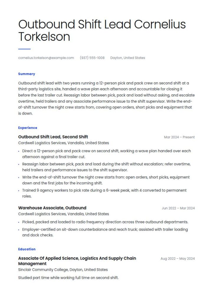 Warehouse Supervisor Resume Examples & Templates