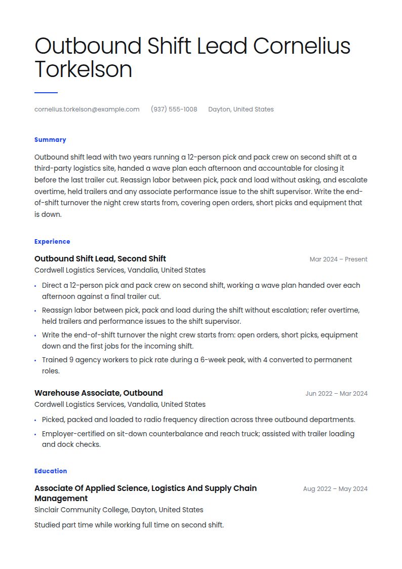 Warehouse Supervisor Resume Examples & Templates