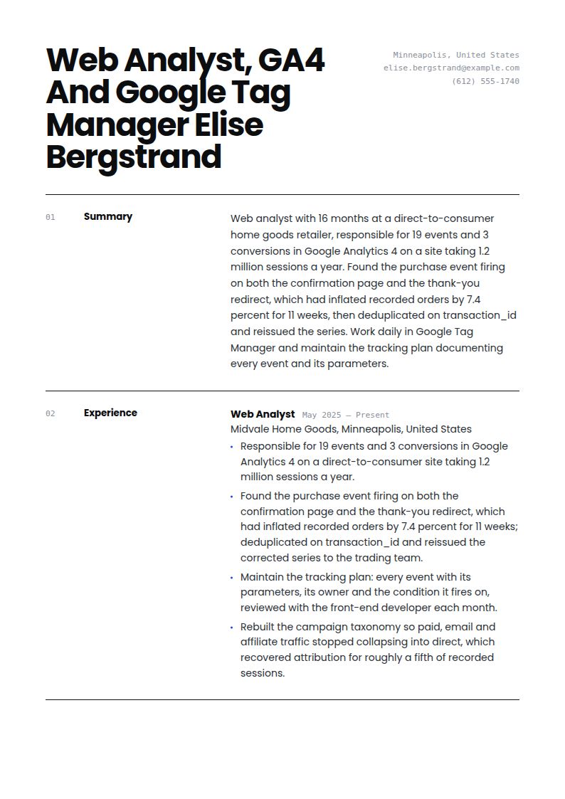 Web Analyst Resume Examples & Templates