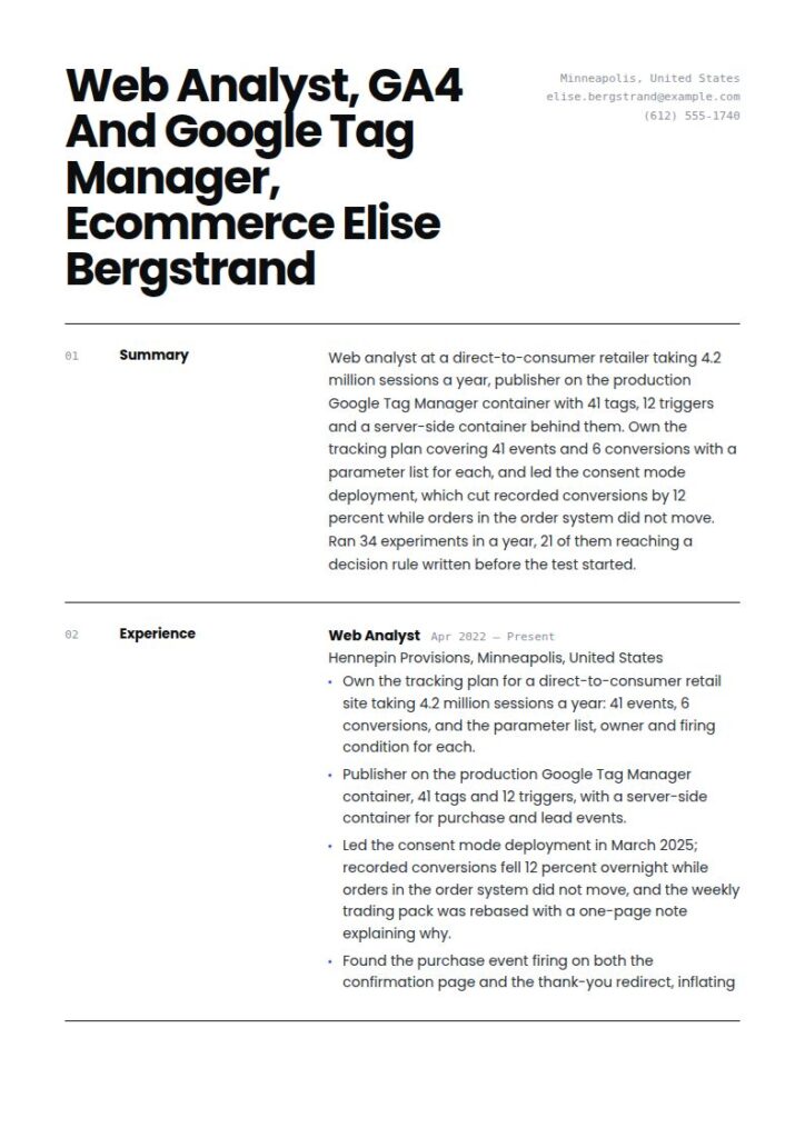 Web Analyst Resume Examples & Templates