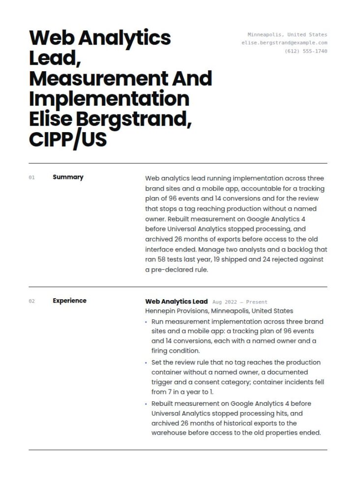 Web Analyst Resume Examples & Templates