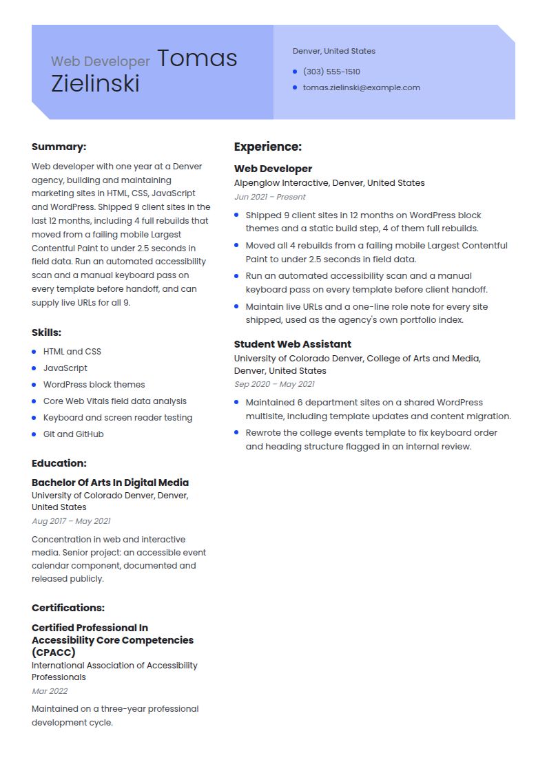 Web Developer Resume Examples & Templates