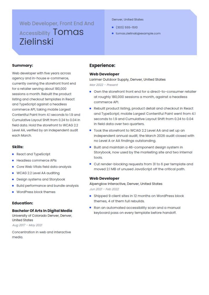 Web Developer Resume Examples & Templates