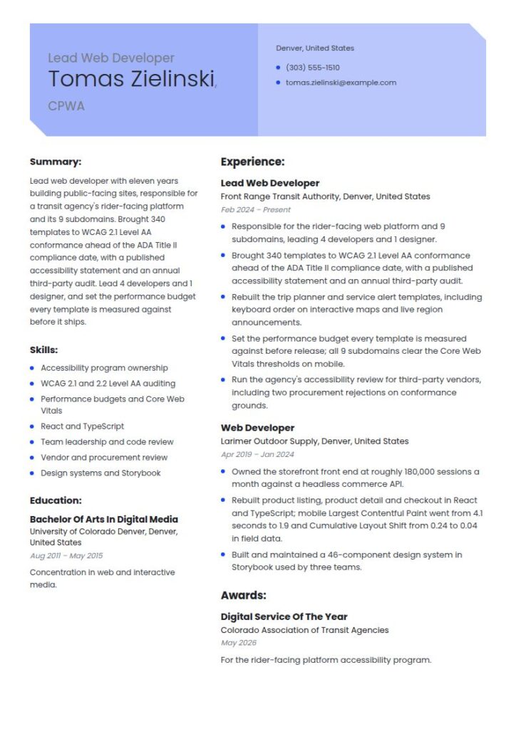 Web Developer Resume Examples & Templates