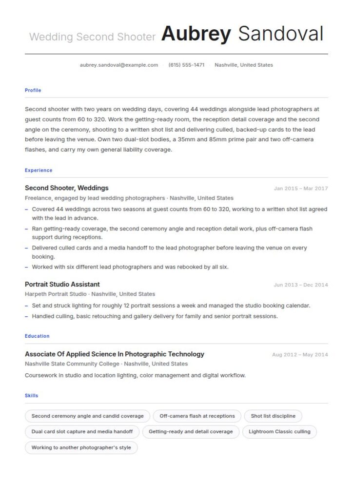 Wedding Photographer Resume Examples & Templates