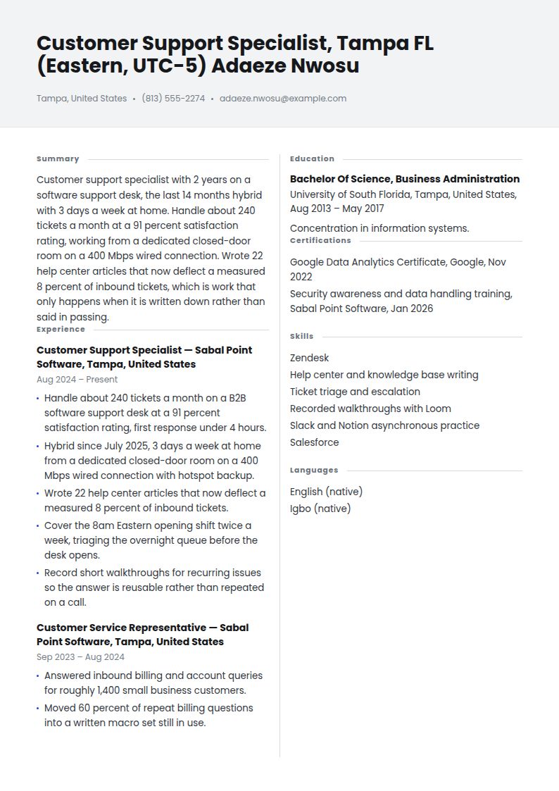 Work-from-Home Resume Examples & Templates