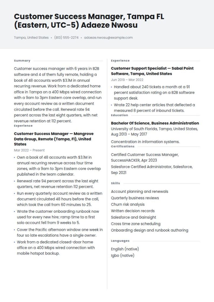 Work-from-Home Resume Examples & Templates
