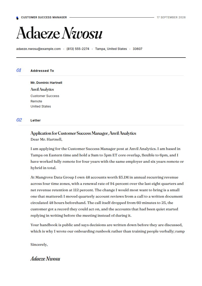 Work-from-Home Cover Letter Examples & Templates