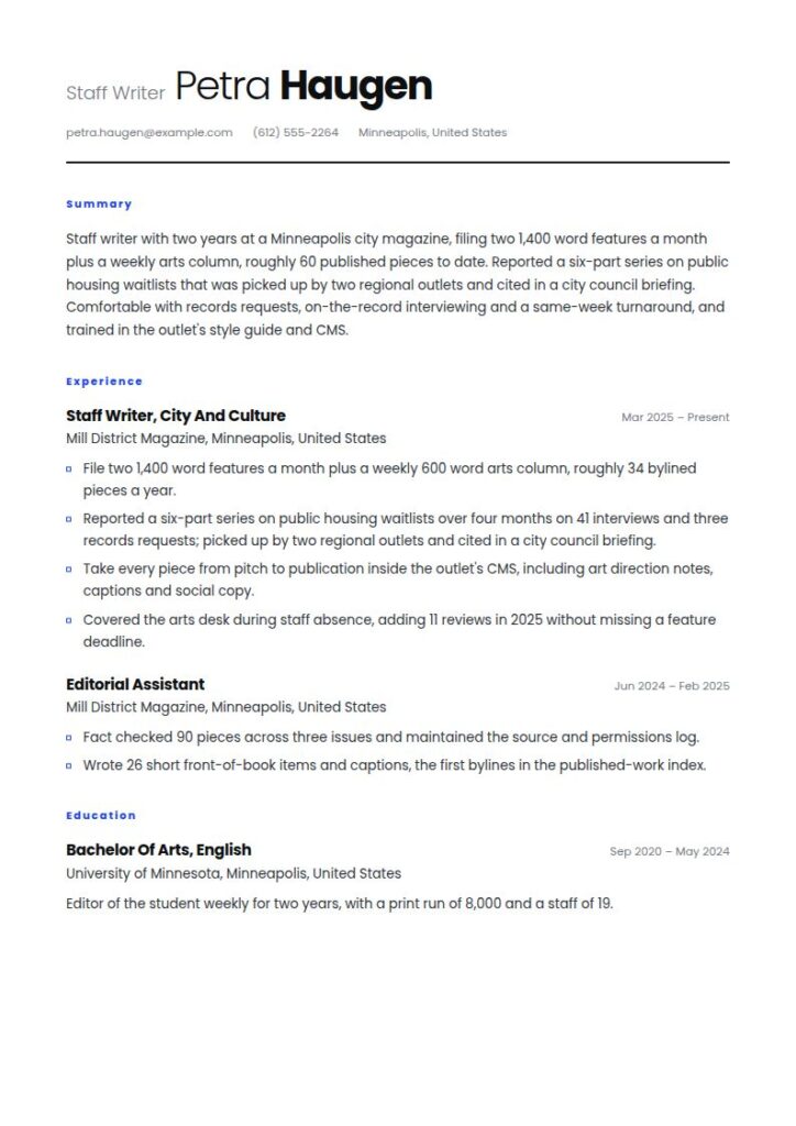 Writer Resume Examples & Templates