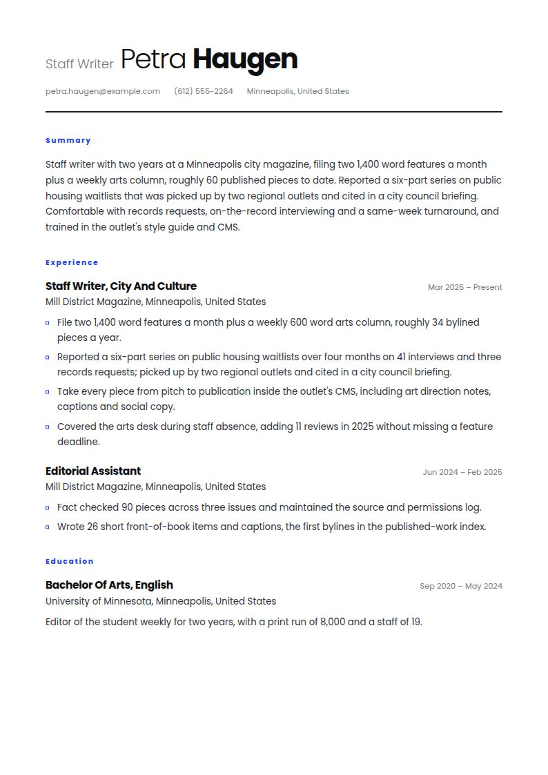 Writer Resume Examples & Templates