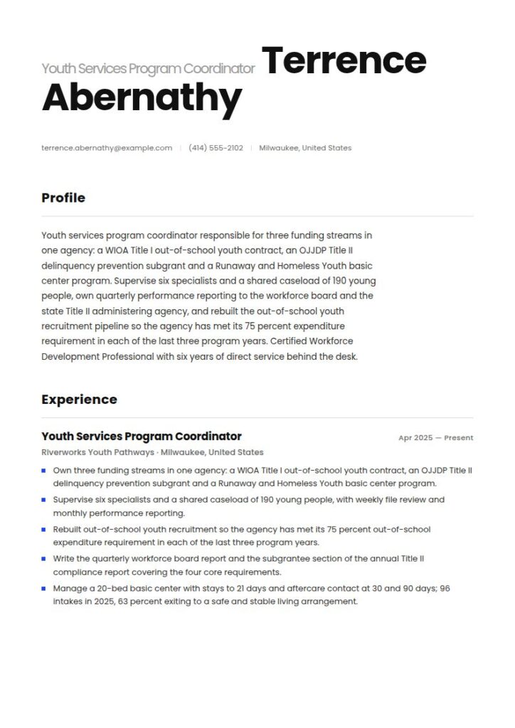 Youth Services Specialist Resume Examples & Templates