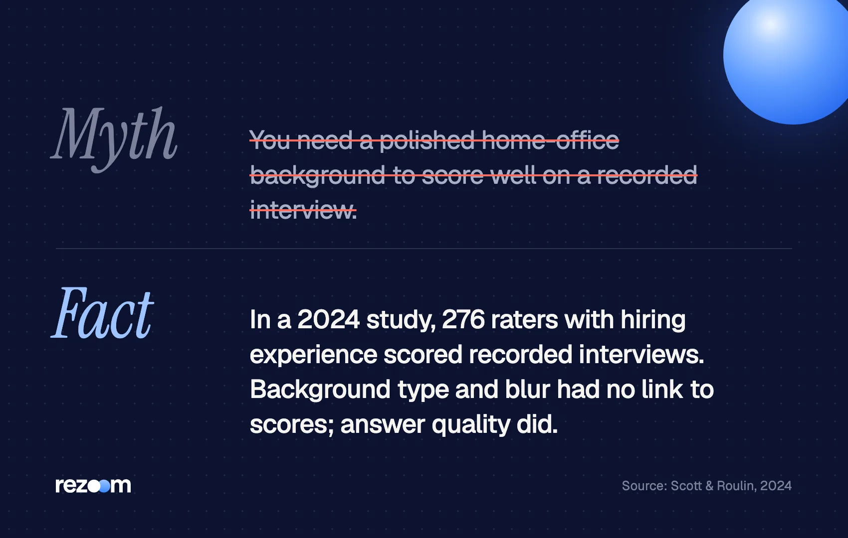 Myth vs fact: background did not affect one way video interview scores in a 276-rater study (Scott & Roulin, 2024)
